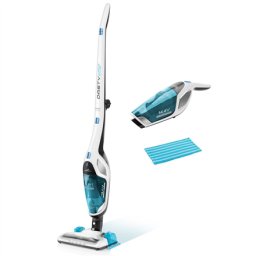 Aspirator vertical 3 in 1, ETA 344790010 Dasty AquaPlus, Autonomie 45 minute, baterie Li-ion 2200mAh, 14.4 V, 0.55 litri, Alb/Albastru