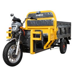 Triciclu electric cargo Samus Houston-25-1.5-72V45 Yellow Dark Silver, 1500W, Putere maxima motor la 3600 rpm 3000W, Putere maxima de varf motor la 3300 rpm 3300W, Viteza Maxima 25 km/h, Acumulator 72 (6 x 12V)/ 45 aH, Argintiu inchis-Galben