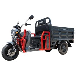 Triciclu electric cargo Samus Montana-25-1.3-72V32-Red-Dark Silver, 1500W, Viteza Maxima 25 km/h, Acumulator 72 (6 x 12V)/ 32 aH, Tip baterie plumb acid, Autonomie 48 km, Rosu-Argintiu inchis