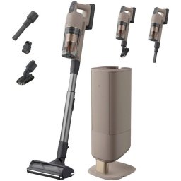 Aspirator vertical Electrolux Seria 900 EP91UB21ES cu statie golire, autonomie 90 min, baterie 4.4 Ah, tehnologie filtrare multi-ciclonica, perie AllFloor Power cu motor si lumina LED 360, accesorii suprafete delicate si spatii inguste, maro deschis