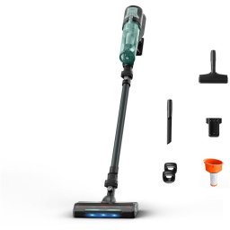 Aspirator vertical fara fir Rowenta X-Force 8.80 RH1831E0, 250 W, 100 air watts, autonomie 45 min, filtrare 99.9%, perie cu LED, panou Digital Control, filtru lavabil, greutate redusa 1.3 Kg, verde / negru