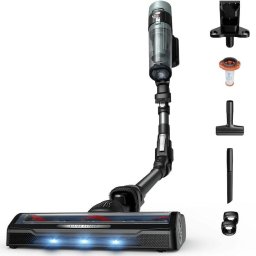 Aspirator vertical Rowenta X-Force Flex 10.80 RH7A35E0, 300 W, 18.5V, autonomie 60 minute, filtrare 99.9%, recipient 0.44 L, tub flexibil, perie cu LED, panou digital SmartControl, verde / negru