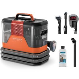 Aspirator cu spalare Rowenta Clean IT Hot & Cold IN7011F0, 1150 W, putere aspirare 13 kPa, rezervor apa & detergent 2.3 L, rezervor apa murdara 1.5 L, tehnologie PowerHeat, auto clean, perie 8 cm, detergent inclus, portocaliu / gri