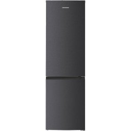 Combina frigorifica Heinner HCNF-HM253INVDGE++, 253 l, Clasa E, No frost, Compresor inverter, Control electronic cu termostat ajustabil, Lumina LED, 3 rafturi din sticla frigider, 3 sertare congelator, H 181 cm, Gri antracit texturat