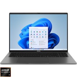 Laptop ASUS Vivobook S16 M3607GA-SH004W, Procesor AMD Ryzen AI 7 445, Display 16" FHD OLED, RAM 32GB DDR5, 1TB SSD, Placa video AMD Radeon 840M, Windows 11 Home, Matte Gray