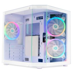 Carcasa Spacer, gaming, Mini Tower, mATX, „AQUARIUM”, fara sursa, sticla securizata, 3 x ARGB fan, HUB, telecomanda, USB 3.0 x 1, USB Type-C x 1, HD-Audio, Jack 3.5mm x 1, PSU shroud, Alb