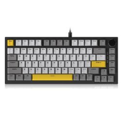 Tastatura mecanica de gaming Ajazz AK820 - Moon Switches, Lineara, cu fir, RGB, Negru-Gri-Alb-Galben