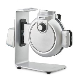 Aparat vertical pentru vafe Caso Design WaffleUp, 800 W, 18 cm, 5 trepte, Strat dublu antiaderent, Semnal sonor si luminos, Recipient compozitie , Argintiu