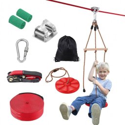 Set tiroliana lungime 20 m, capacitate max 250 kg, cablu, scaun