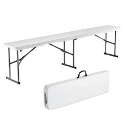 Banca pliabila 1830x307x430 mm, HDPE si Otel, pentru gradina sau catering, Alba