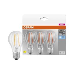 Set de 3 becuri LED BASE CLASSIC FILAMENT A60, soclu E27, 7,5 W, 230 V, 4000 K - Osram