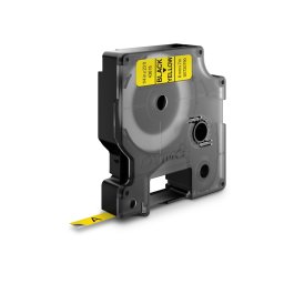 Banda DYMO LabelManager 6 mm negru pe galben pentru CD, DVD, arhivare multimedia si identificare rapida S0720790