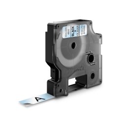 Banda DYMO LabelManager 12 mm negru pe transparent pentru geamuri, vitrine, suprafete transparente si identificare discreta S0720500