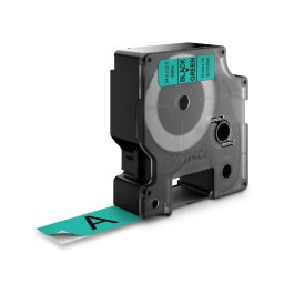 Banda DYMO LabelManager 19 mm negru pe verde pentru semnalizare de siguranta si identificare vizibila S0720890