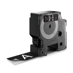 Banda DYMO LabelManager 24 mm alb pe negru pentru receptii, birouri premium si identificare eleganta S0721010