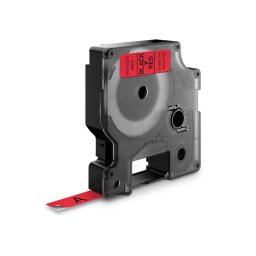 Banda DYMO LabelManager 9 mm negru pe rosu pentru avertizare, echipamente critice si identificare prioritara S0720720