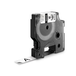 Etichete din vinil DYMO Rhino ID1 12 mm negru pe alb pentru tablouri electrice si automatizari 18444