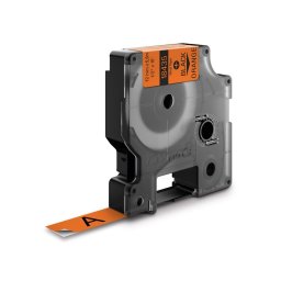 Etichete din vinil DYMO Rhino ID1 12 mm negru pe portocaliu pentru avertizari si identificarea echipamentelor 18435