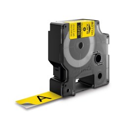 Banda flexibila DYMO Rhino ID1 19 mm negru pe galben pentru cabluri, panouri electrice, avertizari si identificare industriala 18491
