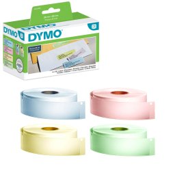 Set 4 etichete originale DYMO LabelWriter standard 28 x 89 mm semitransparente in culori pastel pentru organizare si identificare