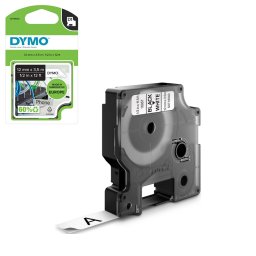 Banda flexibila DYMO LabelManager 12 mm negru pe alb pentru cabluri, fire electrice, telecomunicatii si infrastructura IT, ambalaj blister S0718040