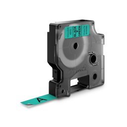 Banda DYMO LabelManager 12 mm negru pe verde pentru semnalizare de siguranta si identificare vizibila S0720590
