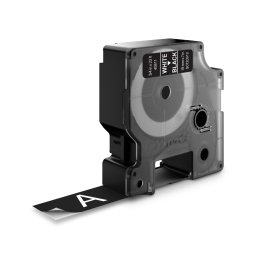 Banda DYMO LabelManager 19 mm alb pe negru pentru receptii, birouri si identificare eleganta S0720910