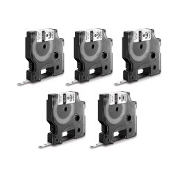 Set 5 etichete din poliester DYMO Rhino ID1 19 mm negru pe alb pentru active, echipamente si inventariere 18484