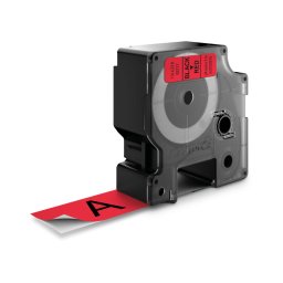 Banda DYMO LabelManager 24 mm negru pe rosu pentru avertizare, echipamente critice si identificare prioritara S0720970
