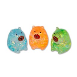 Jucarie antistres Capybara cu sclipici, set 3 figurine senzoriale flexibile
