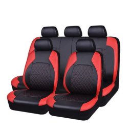 Set huse scaune auto RoGroup Roma din piele ecologica, 9 piese, rosu-negru