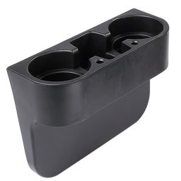 Organizator auto negru cu suport pahare si compartimente pentru telefon