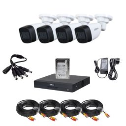 Kit supraveghere Dahua cu 4 camere Bullet 2MP, IR 30 m si HDD 500GB