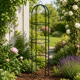 Pergola coloana pentru trandafiri si plante cataratoare, otel negru 190x40 cm