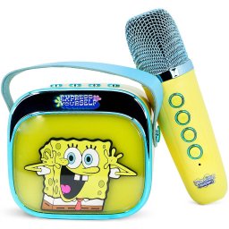 Set Boxa Portabila Karaoke cu Microfon OCEANIA TRADING LTD Popsing LED Light Up Wireless Spongebob Squarepants Galben