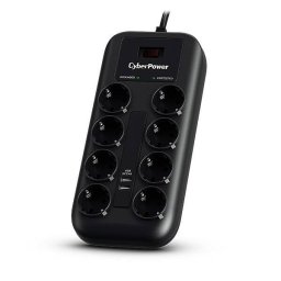 Prelungitor Cyber Power Schuko x 8 Conectare prin Schuko (T) USB x 2 Cablu 1.8 m 10 A Protectie Supratensiune Negru