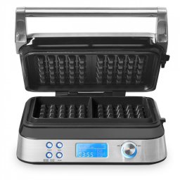Aparat de preparat vafe Gastroback Advanced Control, 1600 W, 220 ml, 7 trepte de coacere, elemente de încălzire duble, plăci adânci, cronometru, protecție împotriva revărsării, argintiu