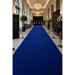 Mocheta Evenimente Belgia PLAT BLEU, Latime 1m, Grosime 1mm, Marime 100 x 2500 cm, Bleu Antialergic, Polipropilena, Prezentari, Intalniri oficiale, Terase, Curti