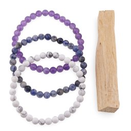 Set Bratari pentru Ziua de Luni – Calm si Claritate, Ametist, Sodalit si Howlit