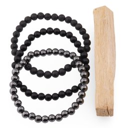 Set Bratari pentru Ziua de Sambata – Relaxare si Ancorare, Roca Vulcanica, Onix Negru si Hematit