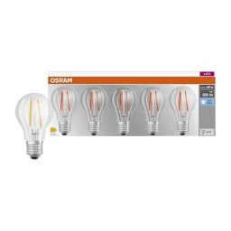 Set de 5 becuri LED BASE CLASSIC FILAMENT A60, soclu E27, 7W, 230V, 4000K - Osram