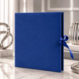 Album foto 500 poze 10x15 cm din catifea albastra, cu panglica satinata