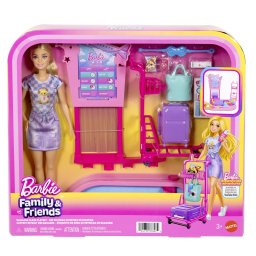 Set Barbie Family & Friends cu bagaje la aeroport pentru copii 3+ ani