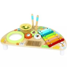 Tooky Toy: Masă de joacă și activitate din lemn, cu instrumente muzicale