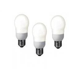 SET 3 becuri fluorescent Panasonic, soclu E27, putere 8W, forma oval, lumina alb calda, alimentare 220 - 240 V, EFA8E27HD-3 (timbru verde 1.35 lei)