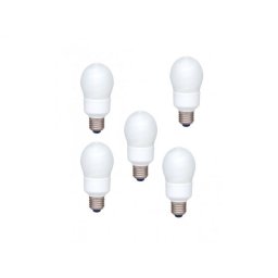 SET 5 becuri fluorescent Panasonic, soclu E27, putere 18W, forma oval, lumina alb rece, alimentare 220 - 240 V, EFA18E65HD-5 (timbru verde 2.25 lei)