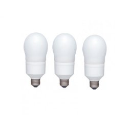 SET 3 becuri fluorescent Panasonic, soclu E27, putere 18W, forma oval, lumina alb rece, alimentare 220 - 240 V, EFA18E65HD-3 (timbru verde 1.35 lei)
