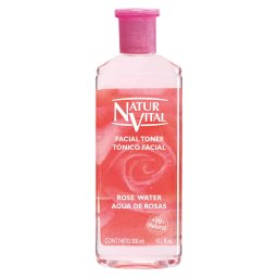 Solutie tonica fara alcool cu efect de iluminare cu apă de trandafiri,NaturVital facial rose water toner, 300 ml