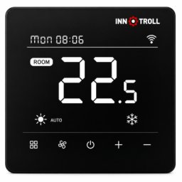 Termostat dual inteligent programabil pentru incalzire in pardoseala si ventiloconvectoare Innotroll HT/FC02 WIFI, negru mat, montaj in doza