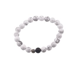 Bratara pentru barbati Howlit si Onix mat sfere cu element auriu pe elastic, 8-9mm